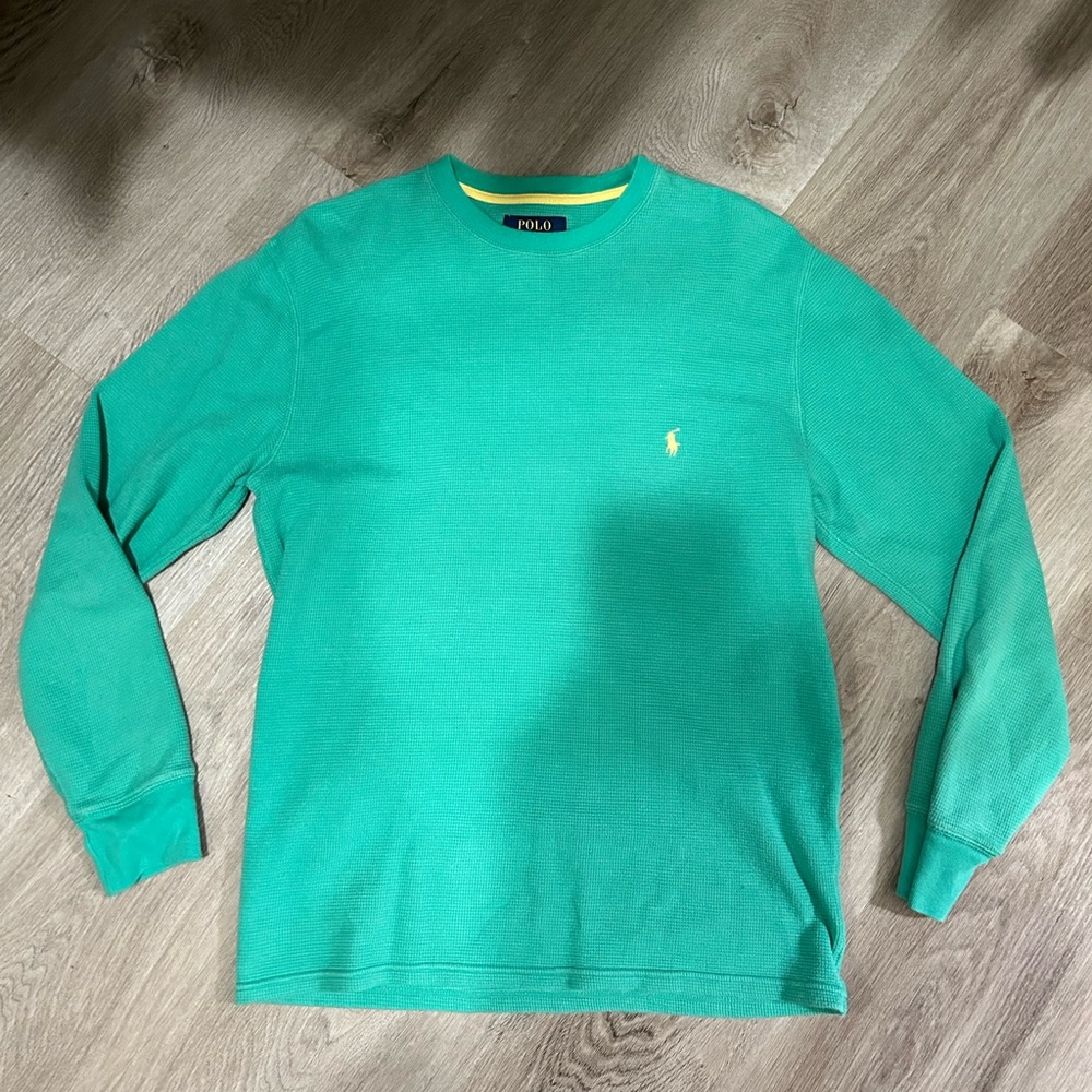 Polo Ralph Lauren Mens M Green Thermal Waffle Knit Pony Long Sleeve